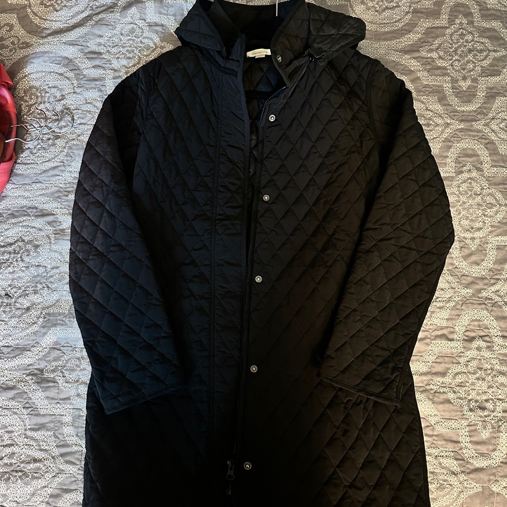 Garnet Hill Black Quilted Puffer Coat